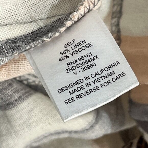 Gypsies & Moondust Jumpsuit L Linen Blend Neutral Striped Wide Leg Strapless - Picture 9 of 11